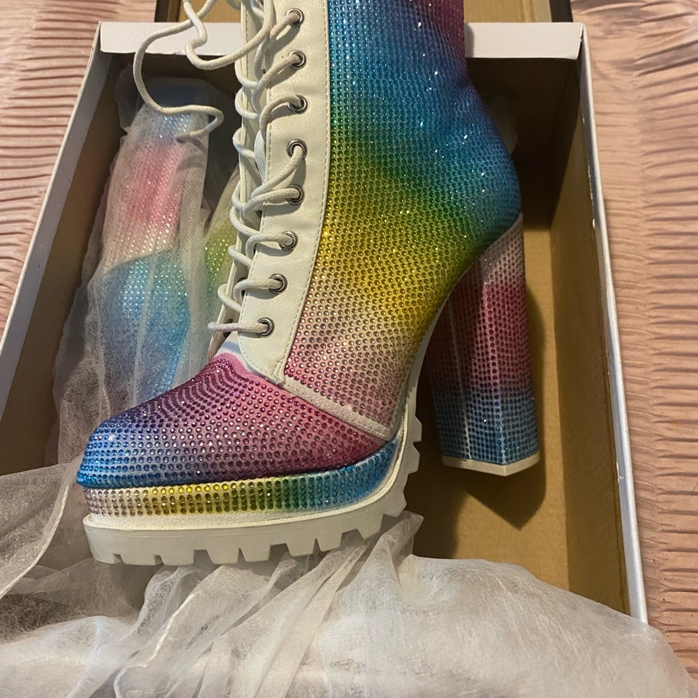Rainbow Gradient Women's Platform Boots